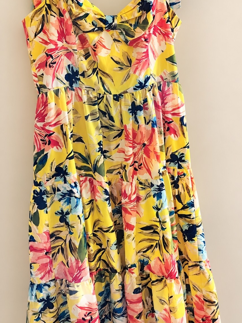 Eliza J Yellow Floral Tiered Sundress